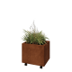 Cortenstaal plantenbak - Rechthoek - 50 x 40 x 40 cm - Met bodemplaat - Met wielen