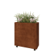 Cortenstaal plantenbak - Rechthoek - 80 x 30 x 80 cm - Met bodemplaat - Met wielen