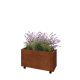 Cortenstaal plantenbak - Rechthoek - 80 x 30 x 40 cm - Met bodemplaat - Met wielen
