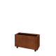 Cortenstaal plantenbak - Rechthoek - 80 x 30 x 40 cm - Met bodemplaat - Met wielen