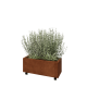 Cortenstaal plantenbak - Rechthoek - 80 x 30 x 30 cm - Met bodemplaat - Met wielen