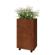 Cortenstaal plantenbak - Rechthoek - 50 x 30 x 80 cm - Met bodemplaat - Met wielen