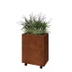 Cortenstaal plantenbak - Rechthoek - 50 x 30 x 60 cm - Met bodemplaat - Met wielen