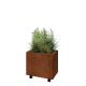 Cortenstaal plantenbak - Rechthoek - 50 x 30 x 40 cm - Met bodemplaat - Met wielen