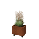 Cortenstaal plantenbak - Rechthoek - 50 x 30 x 30 cm - Met bodemplaat - Met wielen