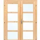 Dubbele deur+kozijn enkel glas D1 | bruin geïmpregneerd 142,5 x 190 cm  binnenwerk
