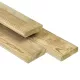 Grenen lat 1,6 x 7 x 400 cm, vers, groen geïmpregneerd, geschaafd, 4 ronde hoeken, PEFC