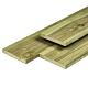 Grenen plank 1,6 x 14,0 x 450 cm, vers, groen geïmpregneerd, geschaafd, 4 ronde hoeken, FSC