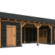 Overkapping Hamar L Type 12 Douglas gedroogd potdekselplank zwart – moderne en duurzame tuinoverkapp