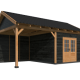 Overkapping Hamar XL Type 3 Douglas gedroogd potdekselplank zwart – ruime en luxe buitenoverkapping