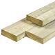 NE vuren ligger 4,5 x 14,5 x 360 cm, gedroogd, groen geïmpregneerd, geschaafd, 4 ronde hoeken, Neutr
