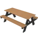 NewTechWood picknicktafel met zwart onderstel, bladmaat 180 x 70 cm, Teak