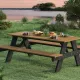 NewTechWood picknicktafel met zwart onderstel, bladmaat 180 x 70 cm, Teak