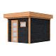 Douglas Topvision Roek, 298 x 298 cm, wanden zwart geïmpregneerd en basis transparant gespoten.