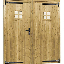 Douglas dubbele 1-ruits deur inclusief kozijn, 168 x 201 cm, groen geïmpregneerd.