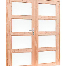 Douglas dubbele 4-ruits deur inclusief kozijn, 168 x 201 cm, kleurloos geïmpregneerd.