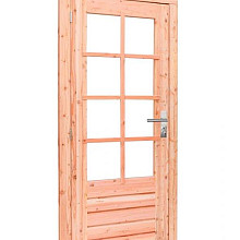 Douglas enkele 8-ruits deur inclusief kozijn, linksdraaiend, 90 x 201 cm, kleurloos geïmpregneerd.