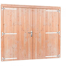 Douglas dubbele deur inclusief kozijn extra breed en hoog, 255 x 209 cm, kleurloos geïmpregneerd.