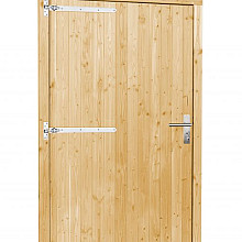 Vuren enkele deur inclusief kozijn extra breed en hoog, linksdraaiend, 119 x 209 cm, onbehandeld.
