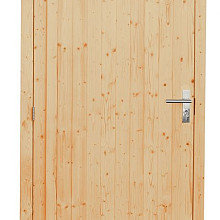 Vuren enkele dichte deur extra breed inclusief kozijn, linksdraaiend, 112 x 201 cm, onbehandeld.