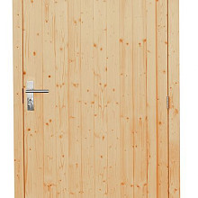 Vuren enkele dichte deur extra breed inclusief kozijn, rechtsdraaiend, 112 x 201 cm, onbehandeld.