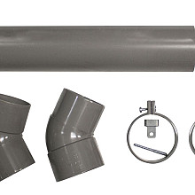 Hemelwaterafvoer PVC Ø 8 cm, 275 cm lang. Incl. 2 klemmen, 2 bochten en bevestigingsmaterialen.