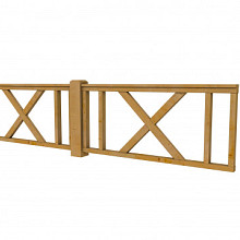 Douglas hekwerk type D met kruis 328,5 x 73 cm, groen geïmpregneerd.