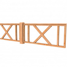 Douglas hekwerk type D met kruis 328,5 x 73 cm, kleurloos geïmpregneerd.