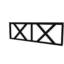 Vuren hekwerk type B met kruis 228,5 x 73 cm, zwart gespoten.