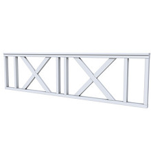 Vuren hekwerk type C met kruis 278,5 x 73 cm, lichtgrijs gespoten.