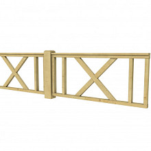 Vuren hekwerk type D met kruis 328,5 x 73 cm, groen geïmpregneerd.