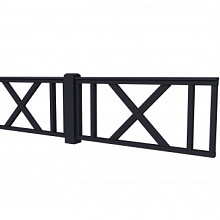 Vuren hekwerk type D met kruis 328,5 x 73 cm, zwart gespoten.