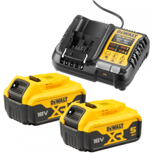 DEWALT Accu starterpack 18V XR 5.0Ah (2x DCB184 + XR multivoltage lader)
