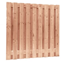 Douglas geschaafd plankenscherm 19-planks 16 mm, 180 x 180-90 cm, verticaal 4 recht dan aflopend, on