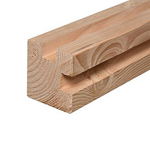 Douglas sleufpaal 9,5 x 9,5 x 300 cm, t.b.v. 28 mm profielplanken, hoekpaal, onbehandeld.