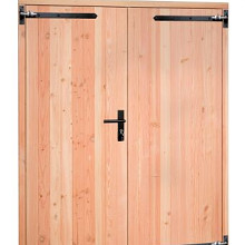 Douglas dubbele dichte deur met zwart beslag inclusief kozijn, 168 x 201 cm, kleurloos geïmpregneerd