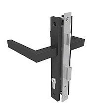 NewTechWood deurbeslagset, incl. hengen, duimen en deurklink, zwart.