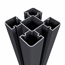 NewTechWood aluminium sleufpaal, met paalkap en paalhouder, 8 x 8 x 190 cm, zwart.