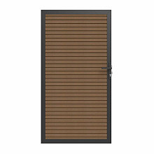 NewTechWood co-extrusie composiet deur in aluminium frame, horizontaal triple, 100 x 195 cm, Teak.
