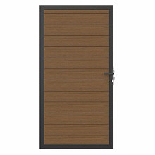 NewTechWood co-extrusie composiet deur in aluminium frame, horizontaal, 100 x 195 cm, Teak.