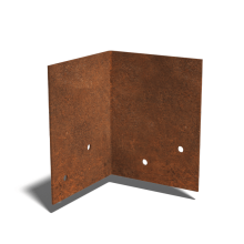 Cortenstaal koppelplaat - 90° - Hoogte borderrand 12 / 15 cm