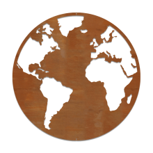 Cortenstaal wanddecoratie Wereldkaart - small