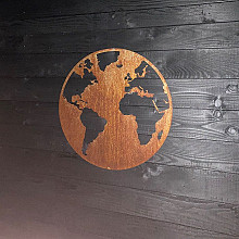 Cortenstaal wanddecoratie Wereldkaart - large