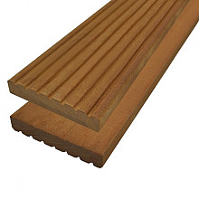 Bangkirai terrasplank glad/grof Basic 2,5x14,5x427 cm bruin