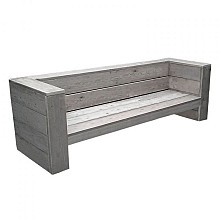 Elephant Lounge Bank van Steigerhout Vuren PEFC – Vintage Grijs (250x83x83 cm)