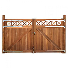 Elephant poort Belvedere dubbel Bangkirai hardhout 4x300x180 cm met trellis incl. beslagset 009499