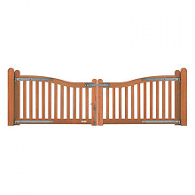 Elephant poort Belvedere dubbel Bangkirai hardhout 4,5x300x100 cm – golf incl. beslagset 008996