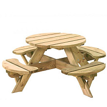 Kinderpicknicktafel rond Jimmy, doorsnede blad 63 cm, groen geïmpregneerd.