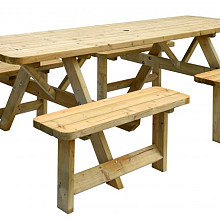 Picknicktafel Family – 8 persoons, groen geïmpregneerd, 70 x 240 cm