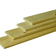 Scandinavisch vuren geschaafde plank 1,8 x 14,5 x 360 cm, groen geïmpregneerd.